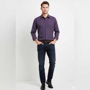 Arrow Slim Fit Men's Purple Striped Button Down Shirt size xxl